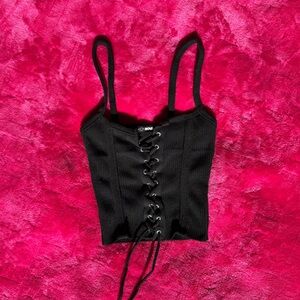 Fashion Nova Black Lace-Up Crop Top
